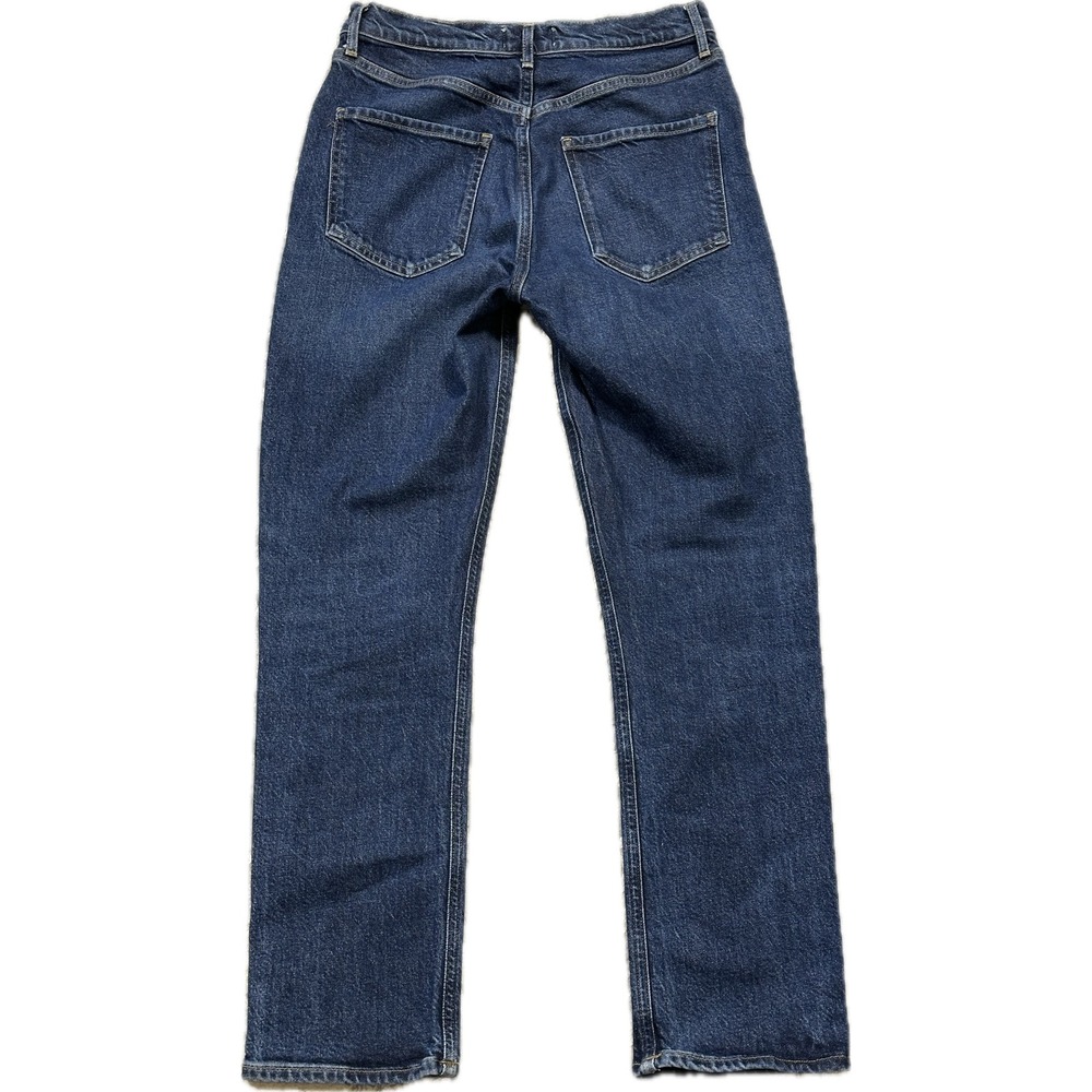 AGOLDE Riley Long High Rise Straight Jeans 27 Dark Blue Button Fly A9090B-1255 - Picture 3 of 11